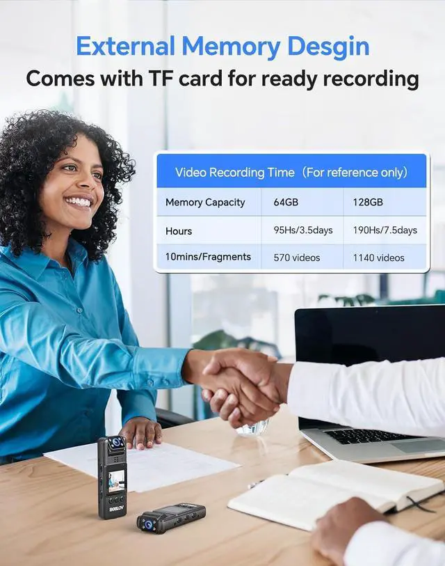 Alt view image 6 of 7 - Body Camera with Video and Audio Recording 256G A23 Compact Bodycam up to 9 Hours Long Battery Life -360°Clips and Night Vision for Bike, Hiking, Walking Easy-to-Use