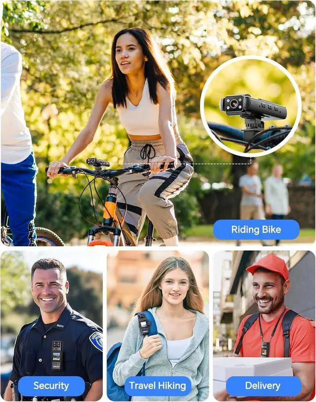Alt view image 7 of 7 - Body Camera with Video and Audio Recording 256G A23 Compact Bodycam up to 9 Hours Long Battery Life -360°Clips and Night Vision for Bike, Hiking, Walking Easy-to-Use
