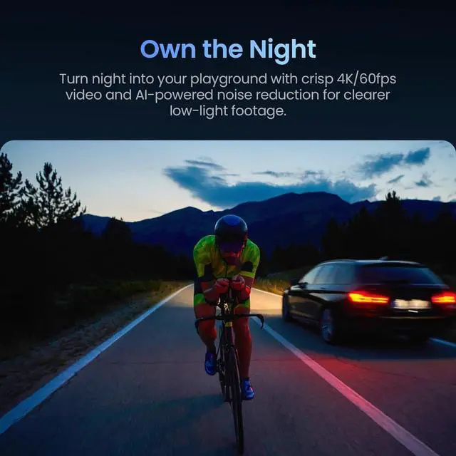 Alt view image 3 of 7 - Xtra Pro Action Camera, 4K Vlogging Camera with 1/1.3'' Sensor, 65ft Waterproof, Night View & Stabilization for Cycling, Diving, Sports Shooting