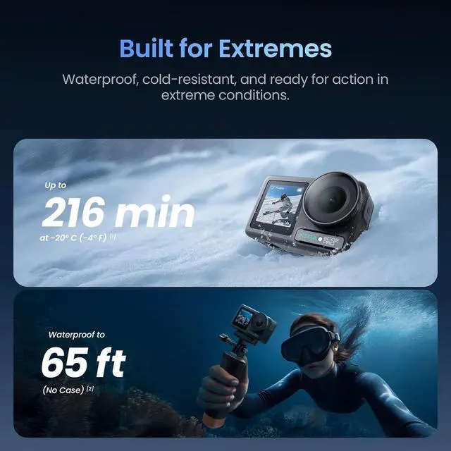 Alt view image 4 of 7 - Xtra Pro Action Camera, 4K Vlogging Camera with 1/1.3'' Sensor, 65ft Waterproof, Night View & Stabilization for Cycling, Diving, Sports Shooting