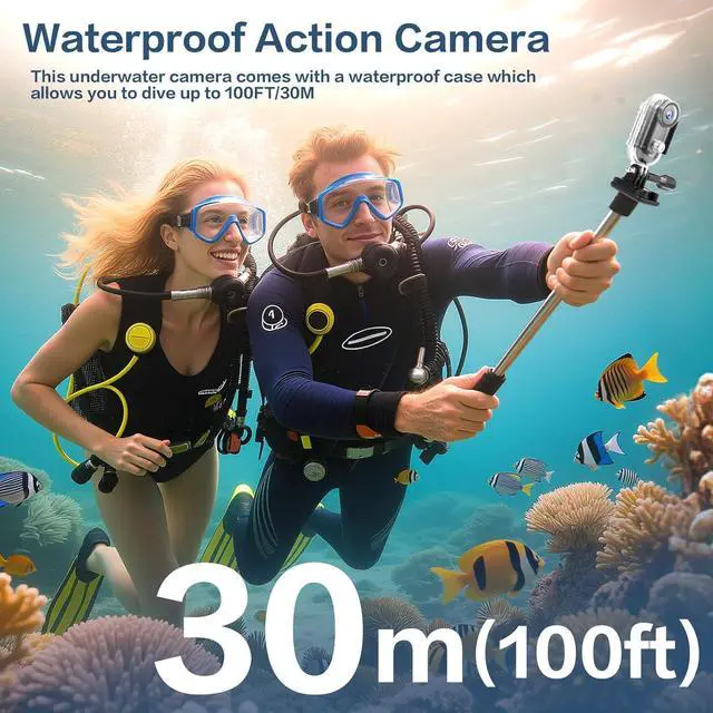 Alt view image 3 of 7 - 4K Thumb Action Camera, Sports & Action Video Cameras Portable for Cycling, Motorcycle (with 64G-Card, Black)