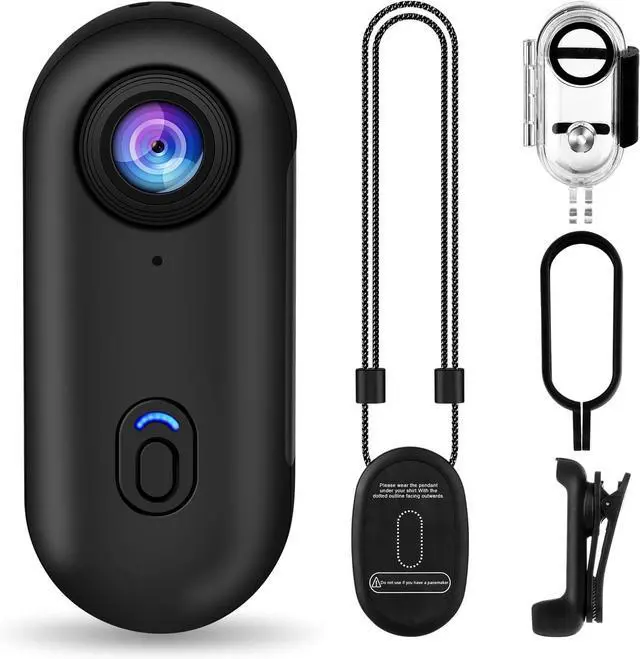 Main image of i3 4K Thumb Action Camera, Tiny Size, Mount Anywhere, Small Body Camera with Spring Clip, Portable Vlogging, Hands-Free POV Recording, Helmet Cam for Cycling, Motorcycle (64G-Card, Black)