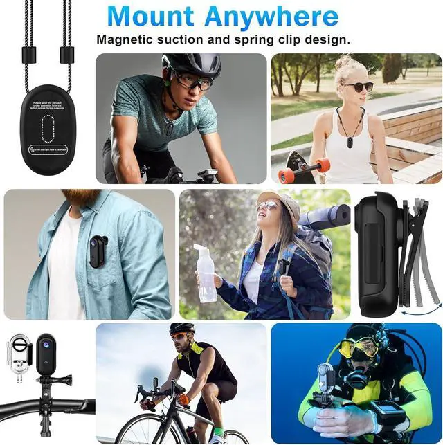 Alt view image 4 of 7 - i3 4K Thumb Action Camera, Tiny Size, Mount Anywhere, Small Body Camera with Spring Clip, Portable Vlogging, Hands-Free POV Recording, Helmet Cam for Cycling, Motorcycle (64G-Card, Black)