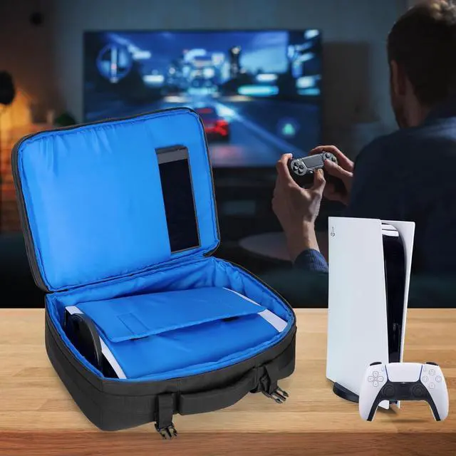 Alt view image 7 of 7 - Travel Backpack Compatible with PS5/PS5 Slim/PS5 Pro Console, Protective Carrying Case Bag for Controllers, 15.6 Laptop, Game Discs (Patent Design)