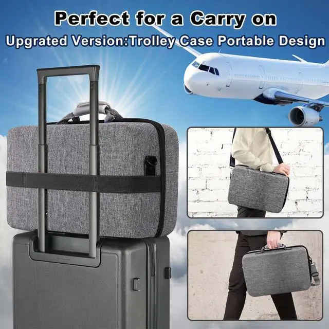 Alt view image 5 of 7 - Hard Shell Carrying Case for PS5, Portable Protective Travel Case for PS5, Large Capacity Storage Bag for  5 Compatible for Console Controller,Disk Headset Base (Grey)