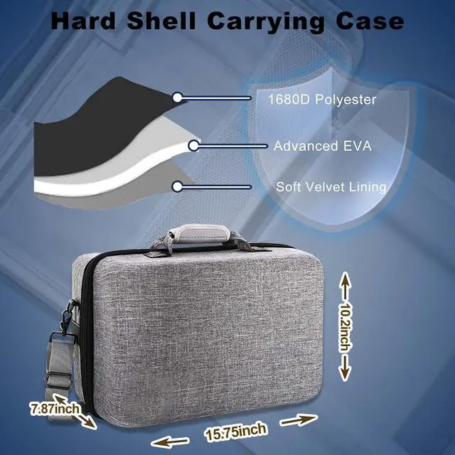 Alt view image 7 of 7 - Hard Shell Carrying Case for PS5, Portable Protective Travel Case for PS5, Large Capacity Storage Bag for  5 Compatible for Console Controller,Disk Headset Base (Grey)