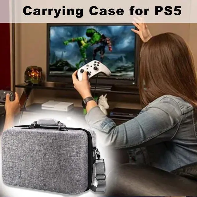 Alt view image 6 of 7 - Hard Shell Carrying Case for PS5, Portable Protective Travel Case for PS5, Large Capacity Storage Bag for  5 Compatible for Console Controller,Disk Headset Base (Grey)