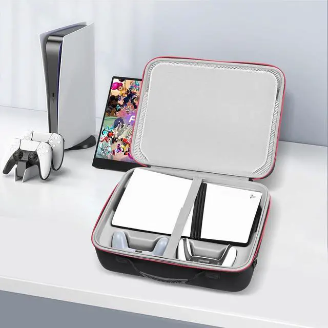 Alt view image 7 of 7 - Hard Case for  5 Pro,Travel Protective Case for PS5 Pro Console,Controller x2,Charger x1,Portable Screen x1,Game Discs and other Accessories