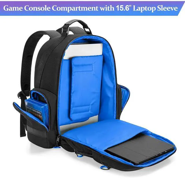 Alt view image 2 of 7 - Console Backpack Compatible with  5/PS5 Slim/PS5 Pro, Travel Carrying Case Bag with Protective Liner, Fits 15.6 Laptop, Controllers and Most Gaming Accessories (Patent Design)