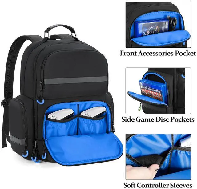 Alt view image 4 of 7 - Console Backpack Compatible with  5/PS5 Slim/PS5 Pro, Travel Carrying Case Bag with Protective Liner, Fits 15.6 Laptop, Controllers and Most Gaming Accessories (Patent Design)