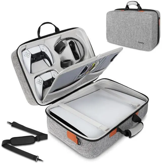 Main image of Hard Shell Carrying Case Compatible with PS5, PS5 Pro, Travel Protective Bag Suitable for  5 Digital Edition, Console, Controllers, Headset and Gaming Accessories, Grey