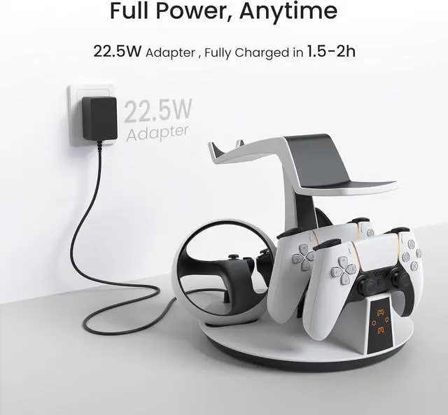 Alt view image 4 of 7 - D2 3-in-1 Controller Charging Station for PSVR2 and PS5 with VR Display Stand and LED-Charging Indicator