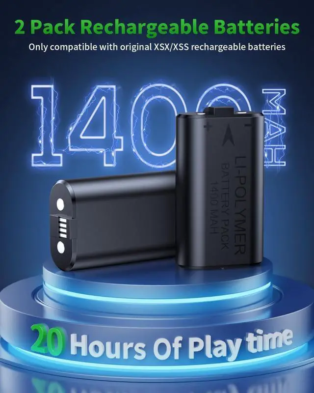 Alt view image 5 of 7 - AI Auto Cooling Fan with Charging Stand Accessories for Xbox Series X with High Power, Wireless Dual Charger Station for Xbox X Controller, 2*1400mAh Rechargeable Batteries, Disc Game Storage