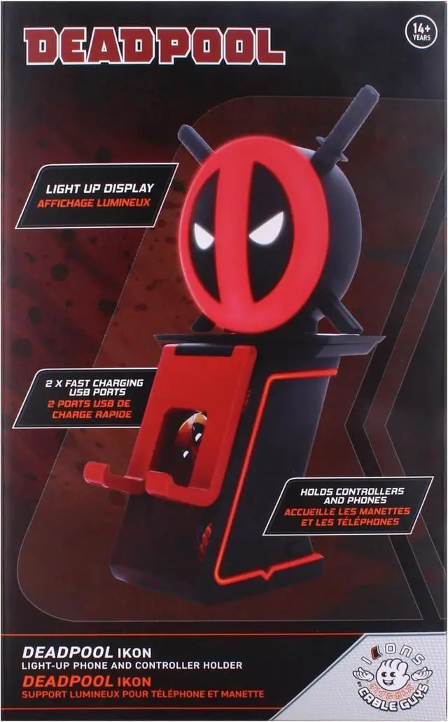 Alt view image 4 of 5 - Cable Guys LED Ikons: Marvel Deadpool - Phone & Controller Holder - Light Up Gaming Controller / Mobile Phone / Device Holder, Includes 4' Charging Cable