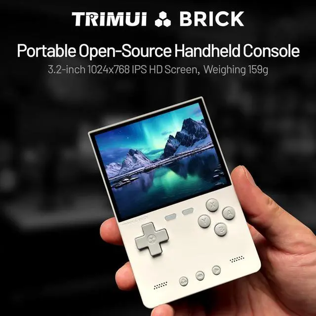 Alt view image 3 of 7 - Trimui Brick Handheld Game Console 3.2-Inches Display Game Console,1024x768 IPS Screen Supports Multiple Simulators,Linux System Built-in 128G TF Card White