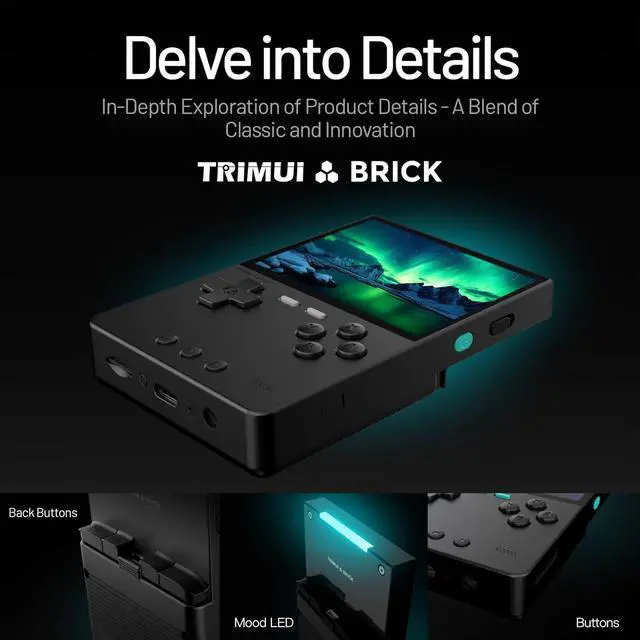 Alt view image 6 of 7 - Trimui Brick Handheld Game Console 3.2-Inches Display Game Console,1024x768 IPS Screen Supports Multiple Simulators,Linux System Built-in 128G TF Card White