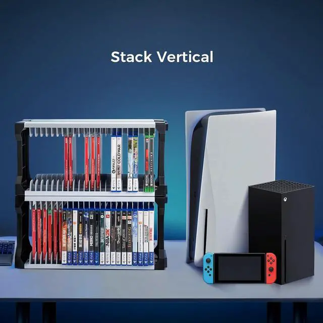 Alt view image 7 of 7 - Game Storage Tower - 48 Games Video Game Organizer & Holder with 2 Controller Hooks, Universal Video Game Storage Compatible with PS5/PS4/Xbox/Switch46