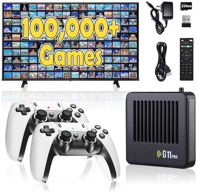 Main image of All8bit G11 Pro Game Box,Built-in 100,000+ Games, 60 Emulators,Retro Gaming Console with 2.4g Wireless Dual Controllers,Retro Gamer Pro, HDMI Output,Plug & Play Video Games for TV