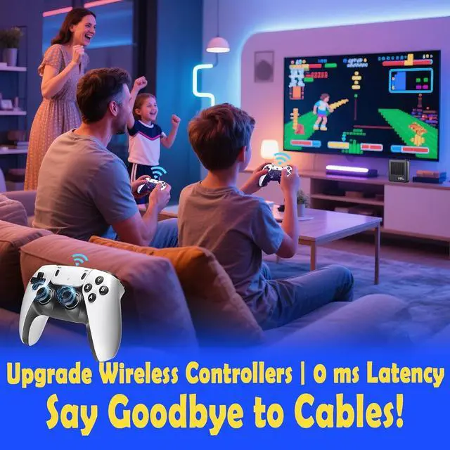 Alt view image 4 of 7 - All8bit G11 Pro Game Box,Built-in 100,000+ Games, 60 Emulators,Retro Gaming Console with 2.4g Wireless Dual Controllers,Retro Gamer Pro, HDMI Output,Plug & Play Video Games for TV