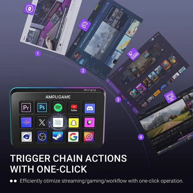 Alt view image 2 of 7 - Fifine AmpliGame Stream Controller with 15 Macro Keys, Streaming Keyboard with Trigger Actions in OBS/Twitch/YouTube/Streamlabs, Shortcut Buttons Keypad Works with Mac and PC-D6