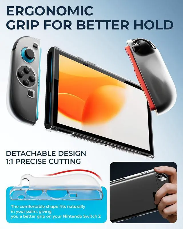 Alt view image 7 of 7 - Switch 2 Accessories Bundle for Nintendo 17-in-1: 2 Pro Controllers, Dockable Carrying Case, Screen Protector, Thumb Grip for Joycon Console Protective Cover Shell Steering Wheel 2025 Switch2 Game Kit