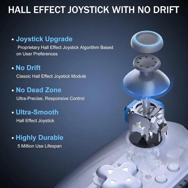 Alt view image 3 of 7 - Mobile Gaming Controller USB-C Bluetooth for Android Dual Hall Joysticks Ergonomic