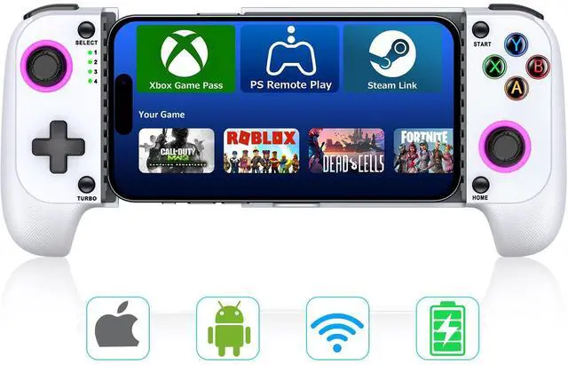 Main image of Anti-Drift & Fast-ConnectWireless Game Controller for iPhone/Android | Hall Joysticks Bluetooth Phone Controller, For Cloud Gaming, Genshin Impact, PUBG, Roblox, Call of Duty Mobile Gamers,White