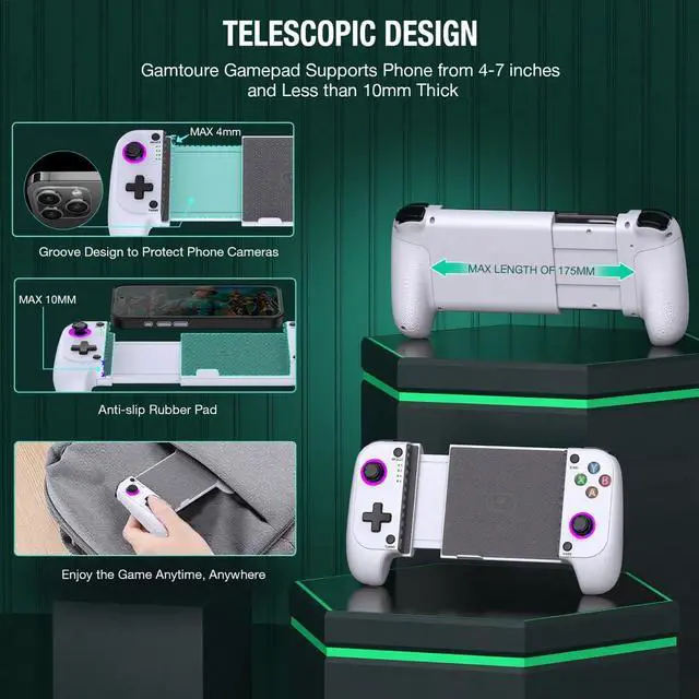 Alt view image 3 of 7 - Anti-Drift & Fast-ConnectWireless Game Controller for iPhone/Android | Hall Joysticks Bluetooth Phone Controller, For Cloud Gaming, Genshin Impact, PUBG, Roblox, Call of Duty Mobile Gamers,White