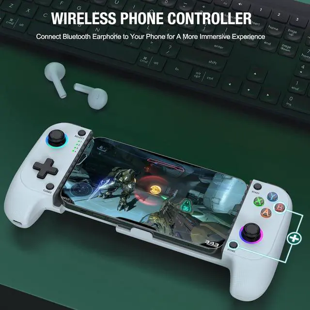 Alt view image 5 of 7 - Anti-Drift & Fast-ConnectWireless Game Controller for iPhone/Android | Hall Joysticks Bluetooth Phone Controller, For Cloud Gaming, Genshin Impact, PUBG, Roblox, Call of Duty Mobile Gamers,White