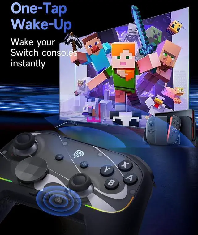 Alt view image 2 of 7 - S10 Switch 2 Controller-One Key Wake-up, Switch 2 Pro Controller with 6 Axis Gyro, NFC Function, TMR Anti-Drift Joystick, HD Rumble, Swappable D-Pad & Faceplate-black