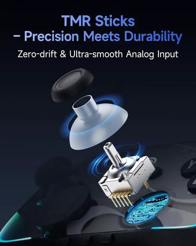 Alt view image 3 of 7 - S10 Switch 2 Controller-One Key Wake-up, Switch 2 Pro Controller with 6 Axis Gyro, NFC Function, TMR Anti-Drift Joystick, HD Rumble, Swappable D-Pad & Faceplate-black