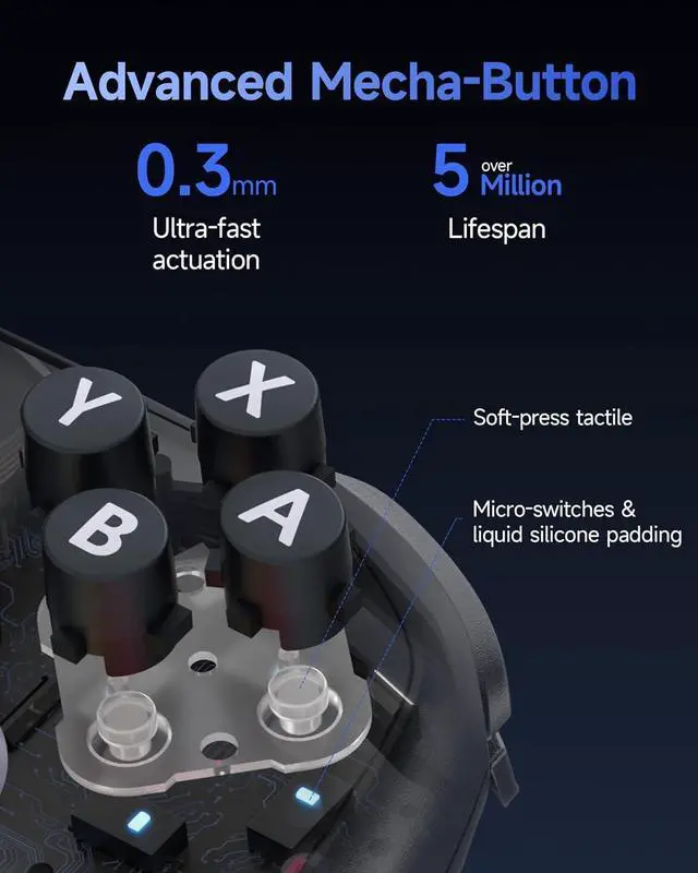 Alt view image 4 of 7 - S10 Switch 2 Controller-One Key Wake-up, Switch 2 Pro Controller with 6 Axis Gyro, NFC Function, TMR Anti-Drift Joystick, HD Rumble, Swappable D-Pad & Faceplate-black