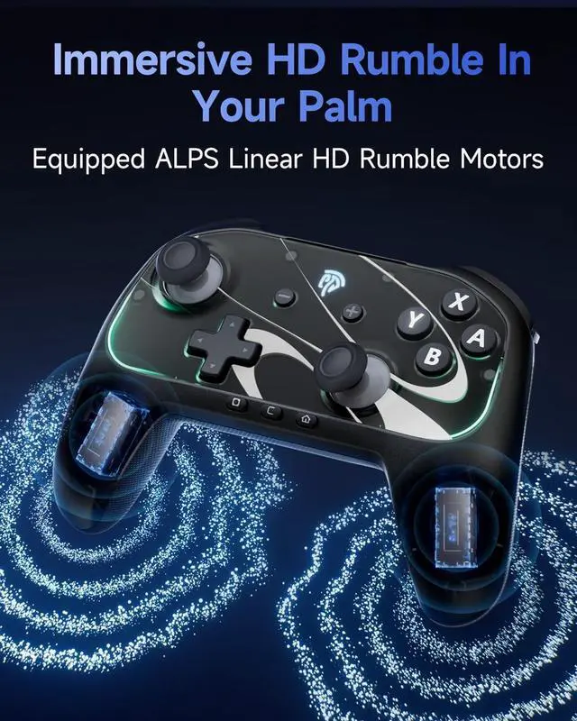 Alt view image 5 of 7 - S10 Switch 2 Controller-One Key Wake-up, Switch 2 Pro Controller with 6 Axis Gyro, NFC Function, TMR Anti-Drift Joystick, HD Rumble, Swappable D-Pad & Faceplate-black