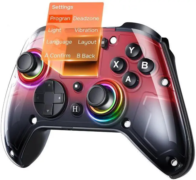 Main image of G7 Wireless Gaming Controller with Interactive Screen, 1000Hz Polling Rate, Hall Joysticks & Triggers, 4 Programmable Buttons, Compatible with PC, Switch1, PS4, iOS, Android, Red