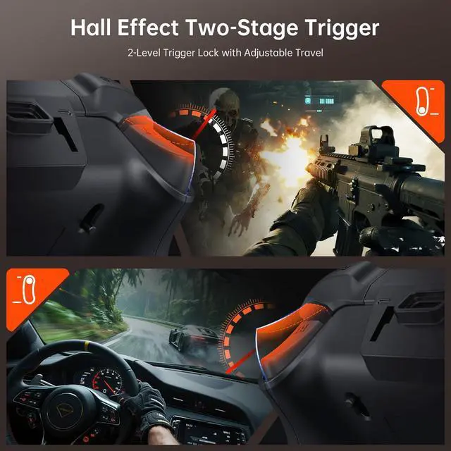 Alt view image 5 of 7 - G7 Wireless Gaming Controller with Interactive Screen, 1000Hz Polling Rate, Hall Joysticks & Triggers, 4 Programmable Buttons, Compatible with PC, Switch1, PS4, iOS, Android, Red