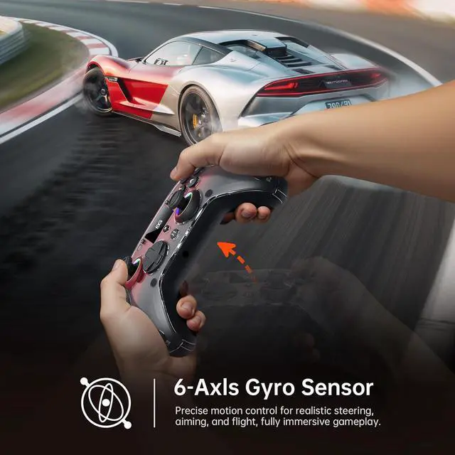 Alt view image 7 of 7 - G7 Wireless Gaming Controller with Interactive Screen, 1000Hz Polling Rate, Hall Joysticks & Triggers, 4 Programmable Buttons, Compatible with PC, Switch1, PS4, iOS, Android, Red