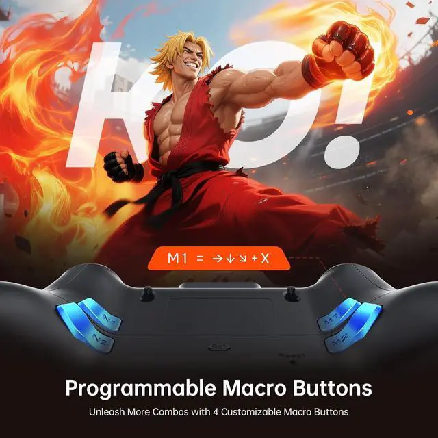 Alt view image 6 of 7 - G7 Wireless Gaming Controller with Interactive Screen, 1000Hz Polling Rate, Hall Joysticks & Triggers, 4 Programmable Buttons, Compatible with PC, Switch1, PS4, iOS, Android, Red