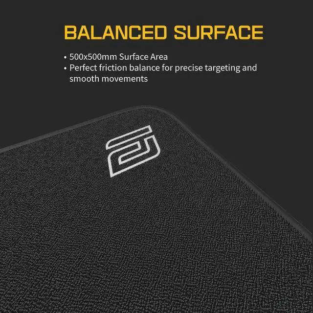 Alt view image 2 of 6 - EM-B Plus Gaming Mouse Pad - 500x500mm, 3mm Thick PORON Base, Sub-Surface Stitching, Eco-Friendly Packaging