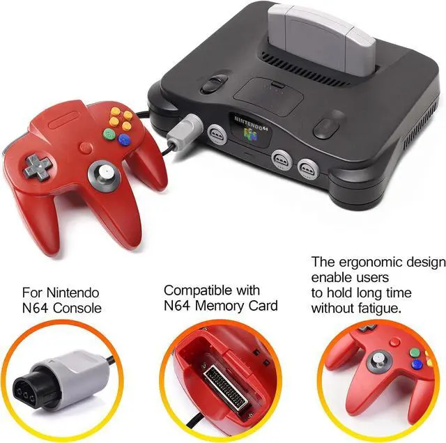 Alt view image 2 of 7 - 4 Pack Classic N64 Controller, Wired Classic N64 Gamepad with Upgraded Joystick(Non PC USB Version) (Black/Gray/Red/Blue)