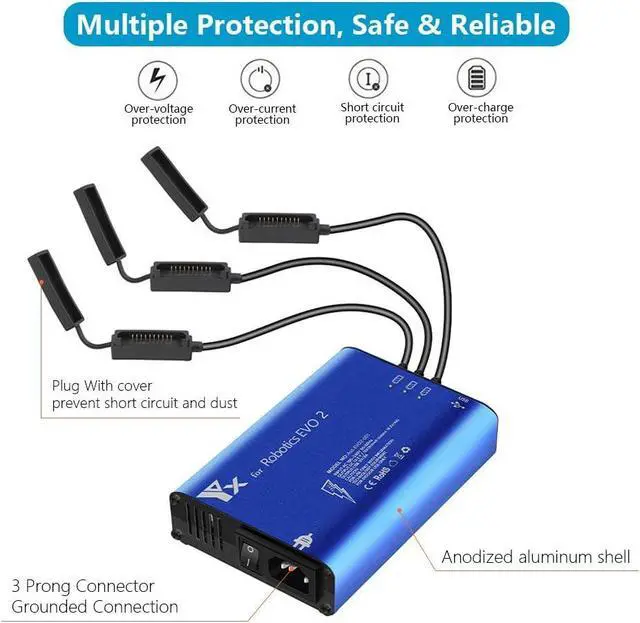 Alt view image 4 of 7 - Battery Charger for Autel Robotics EVO 2,II Pro V2 V3 Enterprise RTK,Dual Drone,Rapid Multi Parallel Charging Hub Accessories