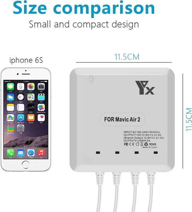 Alt view image 7 of 7 - Battery Charger forAir 2S,Mavic Air 2 Drone,6 in 1 Rapid Multi Charging Hub,Simultaneous Charge 4 Batteries and Remote Controller