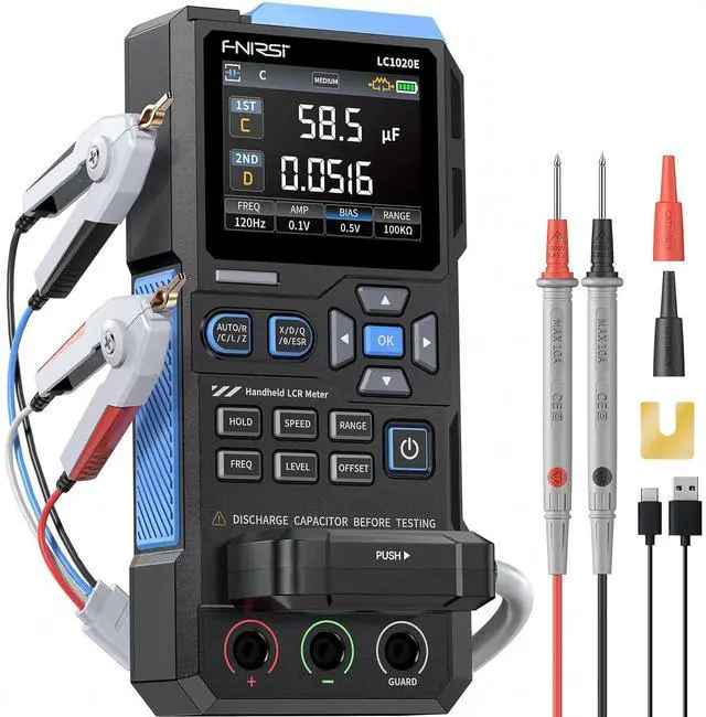 Main image of LC1020E 100kHz LCR Meter, 19,999 Counts Resistor Inductor Capacitor Tester, Auto Component Detect, Measures ESR/Q/D//X, 2.8 Color TFT, Dual Parameter Display, Sorting & Open/Short Calibration