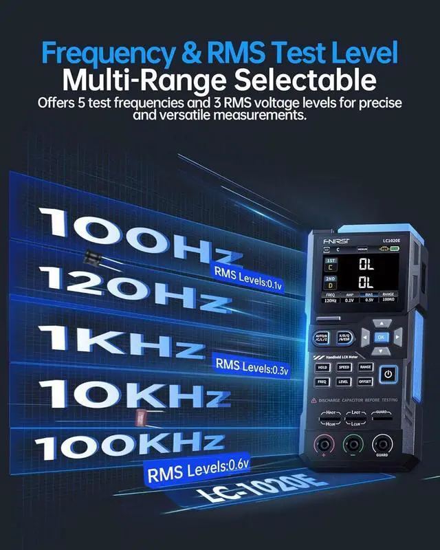 Alt view image 4 of 7 - LC1020E 100kHz LCR Meter, 19,999 Counts Resistor Inductor Capacitor Tester, Auto Component Detect, Measures ESR/Q/D//X, 2.8 Color TFT, Dual Parameter Display, Sorting & Open/Short Calibration