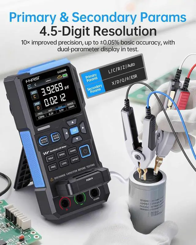 Alt view image 5 of 7 - LC1020E 100kHz LCR Meter, 19,999 Counts Resistor Inductor Capacitor Tester, Auto Component Detect, Measures ESR/Q/D//X, 2.8 Color TFT, Dual Parameter Display, Sorting & Open/Short Calibration
