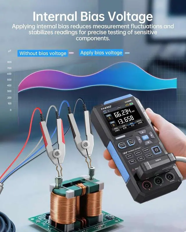 Alt view image 6 of 7 - LC1020E 100kHz LCR Meter, 19,999 Counts Resistor Inductor Capacitor Tester, Auto Component Detect, Measures ESR/Q/D//X, 2.8 Color TFT, Dual Parameter Display, Sorting & Open/Short Calibration