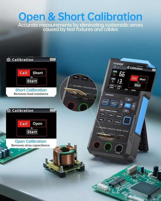 Alt view image 7 of 7 - LC1020E 100kHz LCR Meter, 19,999 Counts Resistor Inductor Capacitor Tester, Auto Component Detect, Measures ESR/Q/D//X, 2.8 Color TFT, Dual Parameter Display, Sorting & Open/Short Calibration