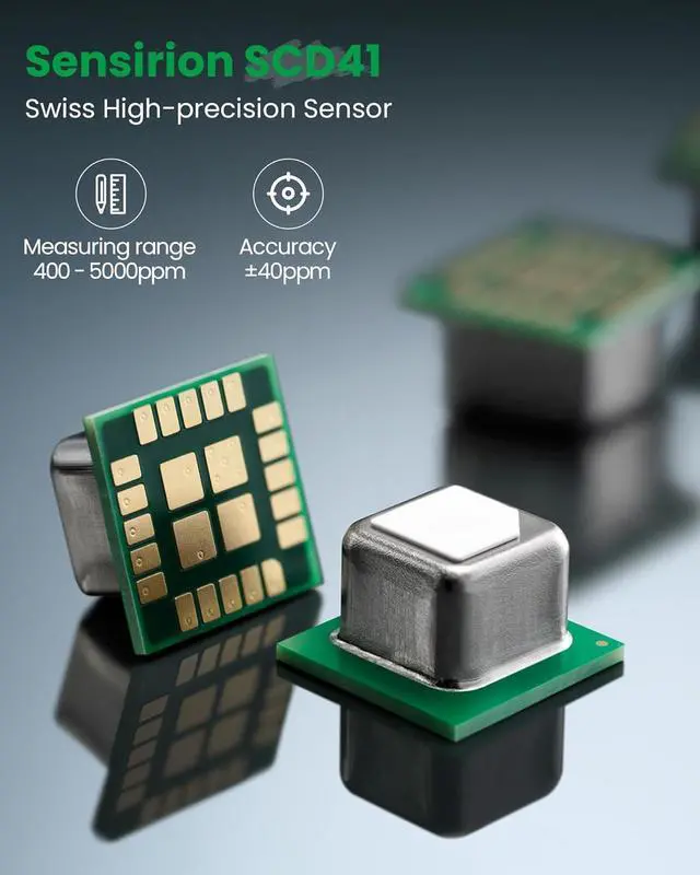 Alt view image 2 of 7 - CO2 Monitor, Indoor Air Quality Meters, Carbon Dioxide Detector with Voice Alert, Large Display CO2 Tester, Temperature Humidity Sensor, Alarm Clock for Home, RV, Grow Tents, White