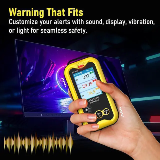 Alt view image 3 of 7 - 3-in-1 EMF Detector, Electromagnetic Radiation Meter for EF MF RF Electric Magnetic Radio Field, Clip-On Portable Rechargeable Battery Operated Reader for Microwave Home Office, BH-W01