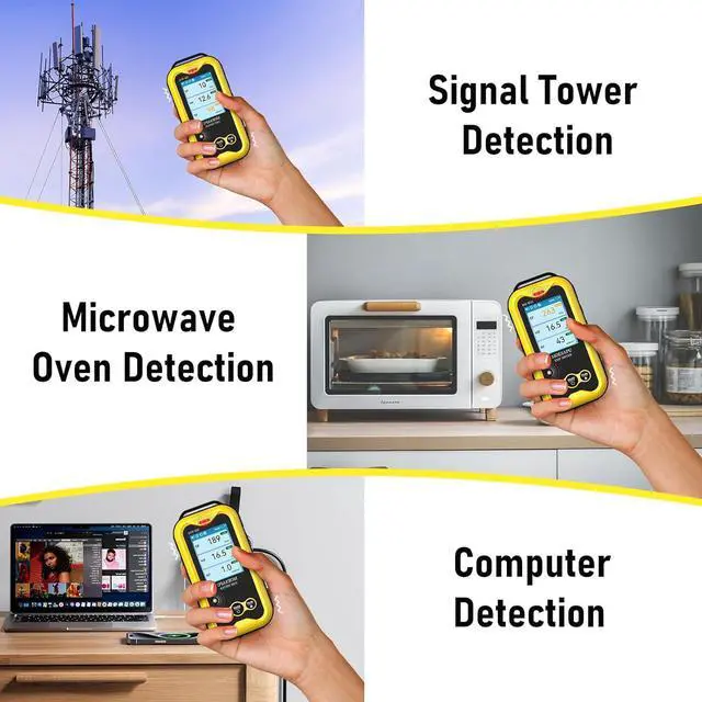 Alt view image 7 of 7 - 3-in-1 EMF Detector, Electromagnetic Radiation Meter for EF MF RF Electric Magnetic Radio Field, Clip-On Portable Rechargeable Battery Operated Reader for Microwave Home Office, BH-W01