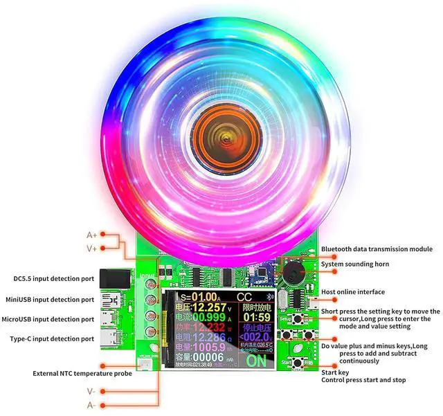 Alt view image 3 of 7 - 180W DC Electronic Load Tester, USB Load Tester, Lithium Battery Capacity Tester, Color Screen Data Monitoring, Constant Current and Constant Voltage, etc. 4 Working Modes